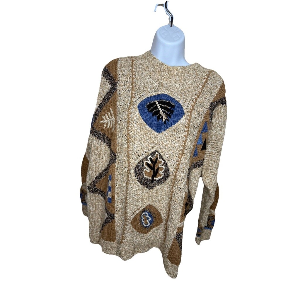 Sigrid Olsen Hand Knit Sweater Sz l large Long Sleeve Hand Knit Colorful Silk - Picture 2 of 12